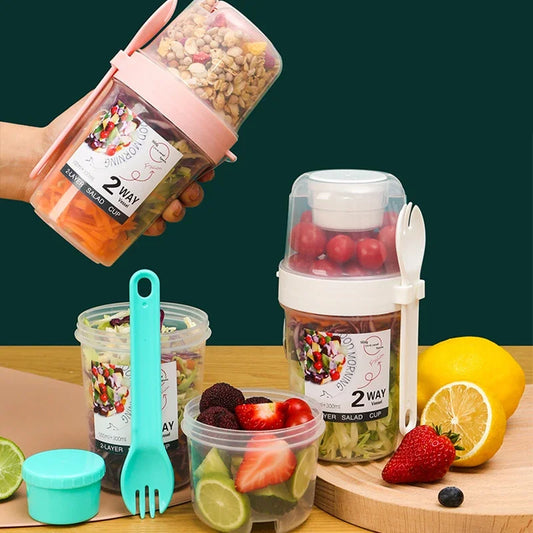 On-the-Go Breakfast Cups, Salad Cups, Yogurt & Cereal Parfait Containers, Overnight Oats Snack Jars, and Salad Dressing Holders