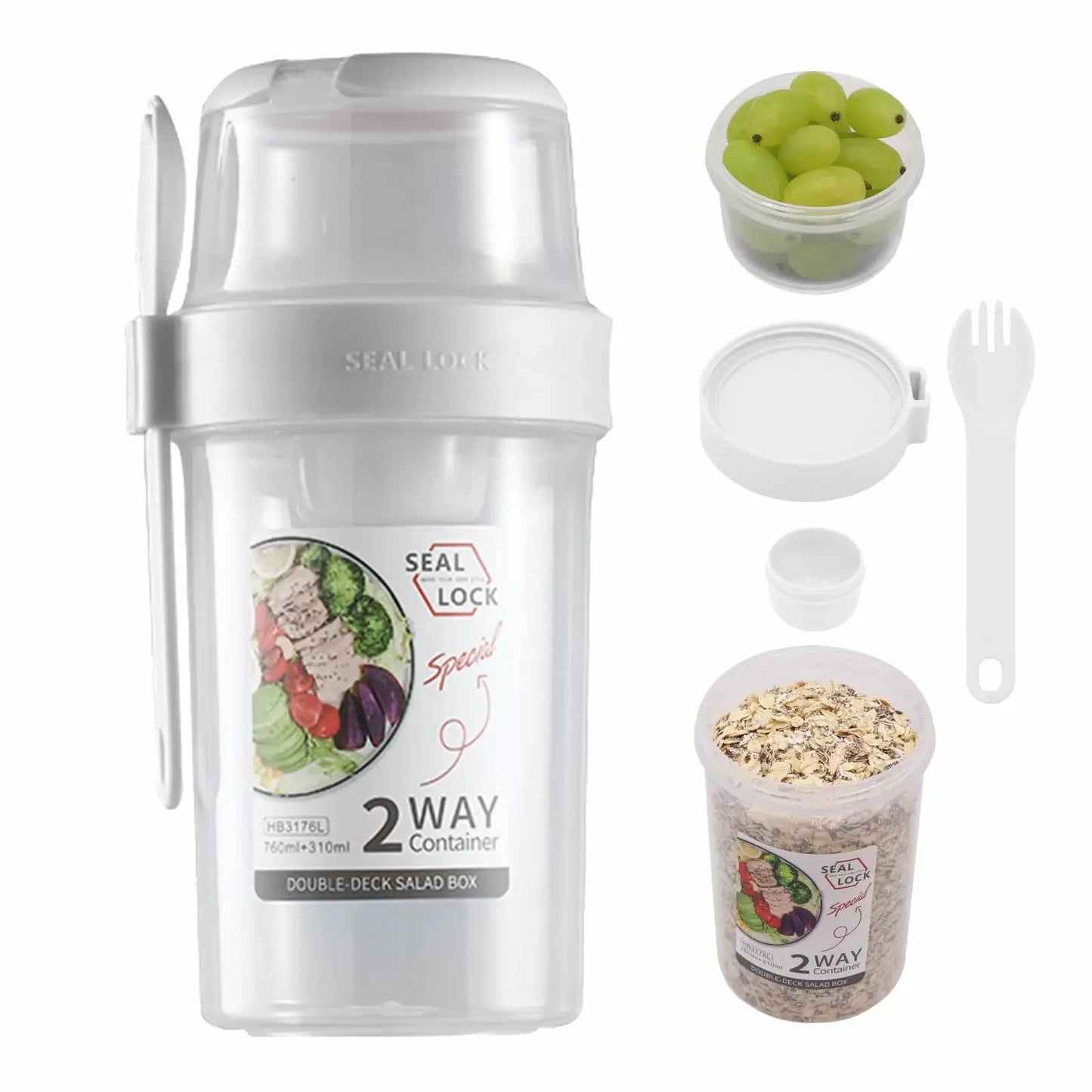 On-the-Go Breakfast Cups, Salad Cups, Yogurt & Cereal Parfait Containers, Overnight Oats Snack Jars, and Salad Dressing Holders