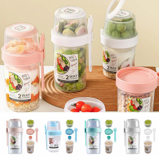 On-the-Go Breakfast Cups, Salad Cups, Yogurt & Cereal Parfait Containers, Overnight Oats Snack Jars, and Salad Dressing Holders